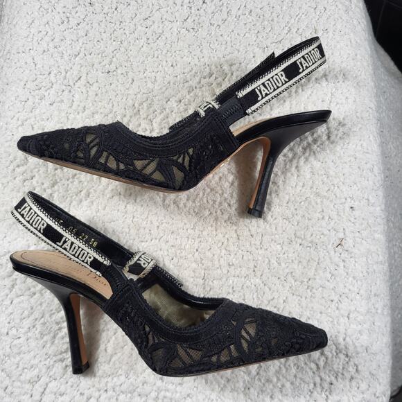 DIOR J'Adior   Slingback Pump Black a Jacquard face fabric  size 38 US 8 - Picture 2 of 6